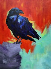 One Crow - Acrylic, 18" x 24"