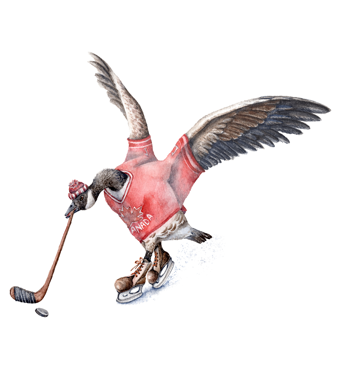 Canada Goose Playing Hockey
