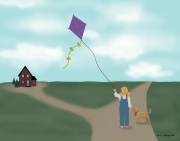 Girl, Dog and Kite