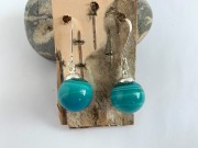 Blown Glass Earrings - Shades of Blue Green