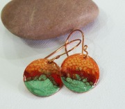 Orange Green Earrings - Copper Jewelry