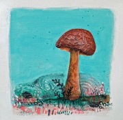 Mushroom - Mixed Media, 8\" x 8\"